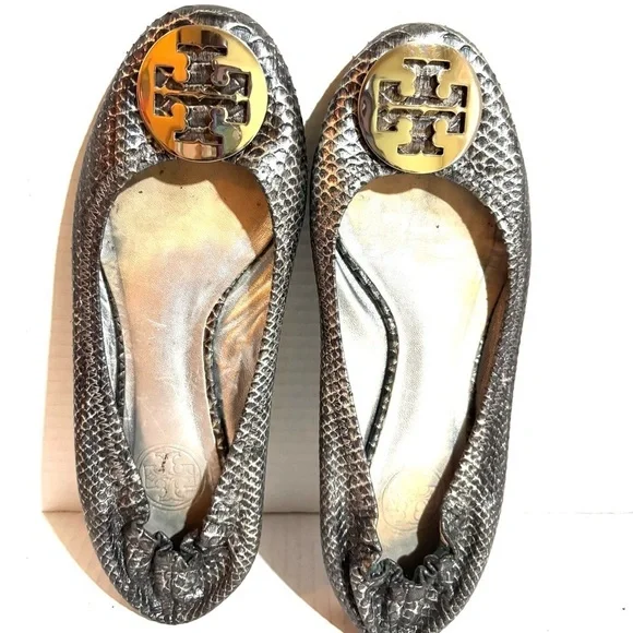 Tory Burch size 7.5 leather animal print ballet flats round flats round toes