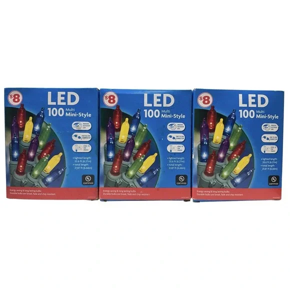 Lot Of‎ 3 - 100 Multicolor Mini Lights for Indoor/Outdoor Perfect For Decorating
