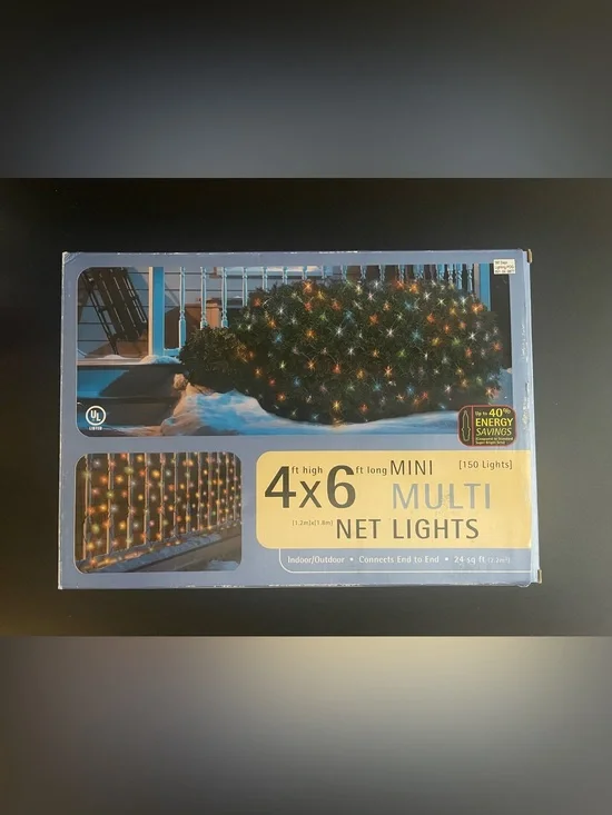 Multi-Color Mini Net Lights - 4x6 ft - Indoor/Outdoor Holiday Lighting