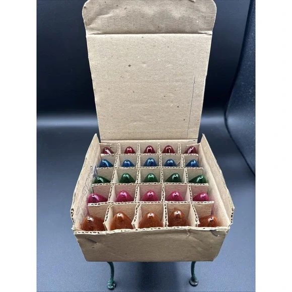 Vintage Lot of C7 Christmas Replacement Bulbs 25 Transparent Multi-Colored