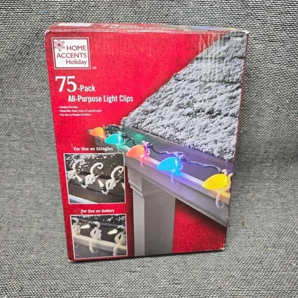 Home Accents Holiday 75 Pack‎ All-Purpose Light Clips Shingles Gutters 233 682