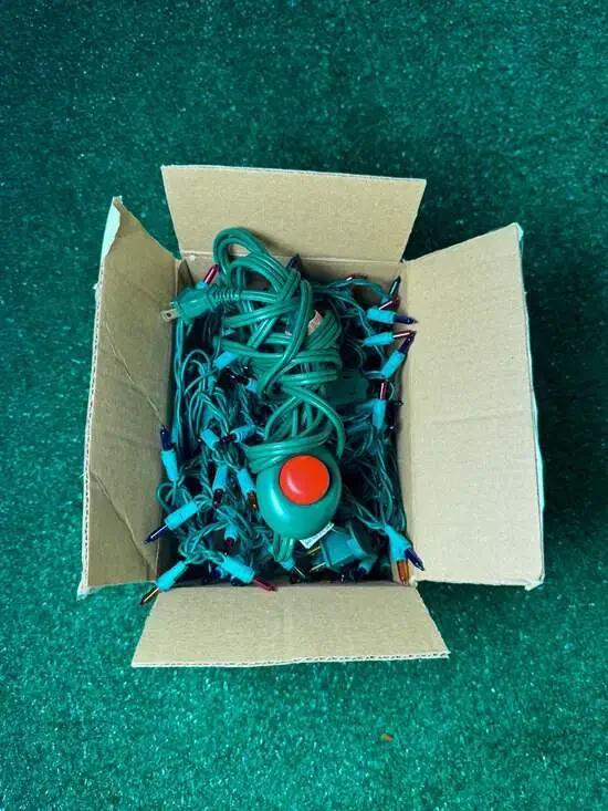 Set of 2 Multi-Color Christmas Tree String Lights with Foot Pedal Switch
