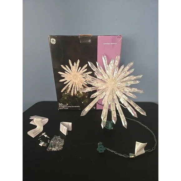 GE Decorator's Best 50 Light Starburst Crystal Star Tree Top 13.5