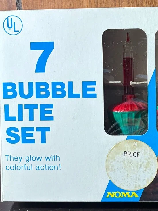 Vtg Noma 7 Piece Christmas Bubble Light Set in Original Box - Rare Working EUC