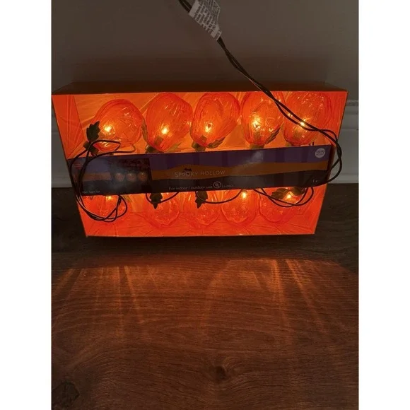 VINTAGE Halloween SPOOKY HOLLOW 10 CT Pumpkin JOL‎ Light Set 2006 Works Jo-Ann's