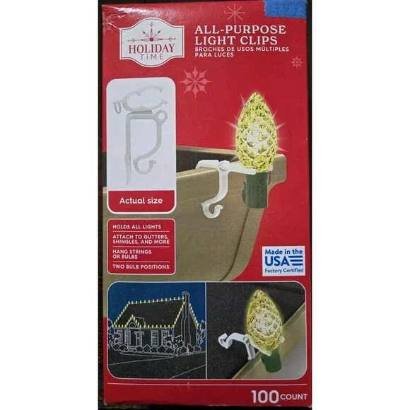Lot of 6 Holiday Time All-Purpose Light Clips, 100 Count Each