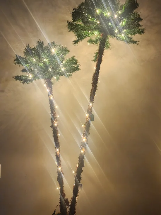 Green Palm Tree  with Warm White Lights
