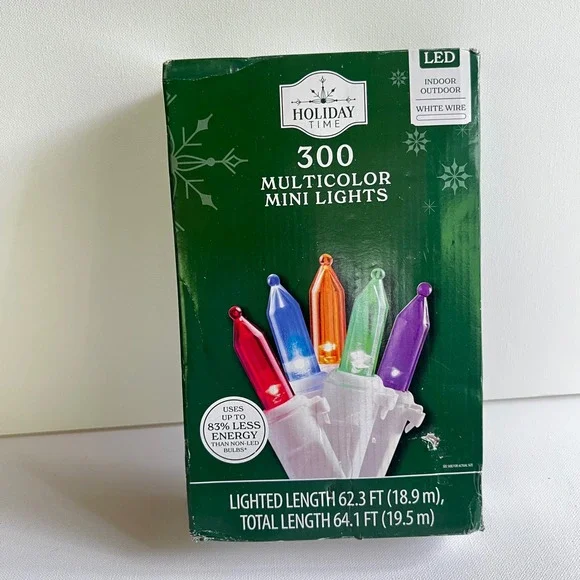 Holiday Time 300 Multicolor Mini Lights LED White Wire Indoor Outdoor 64ft