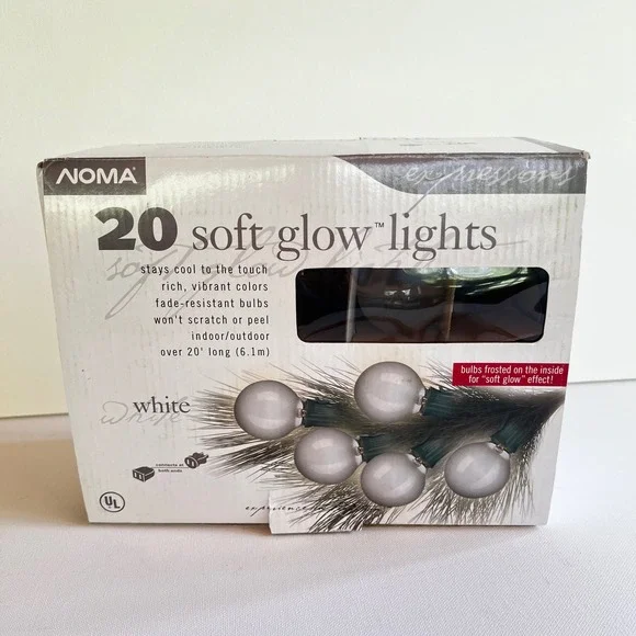 Noma Expressions 20 Soft Glow Lights White Frosted Bulbs Indoor Outdoor 20ft