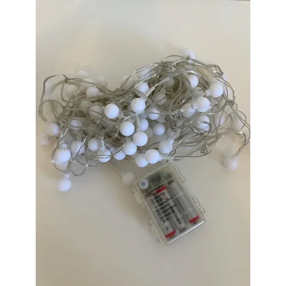 White Globe LED String Lights Battery Operated Multi Function Clear Wire Indoor
