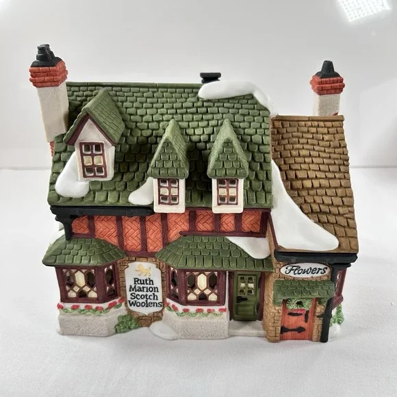 Dept 56 RUTH MARION SCOTCH WOOLENS Limited Ed 1989 Dickens 55859 Lighted EUC