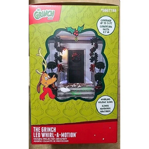 Gemmy* The Grinch Lightshow Projection LED Whirl-A-Motion Hanging Ornament
