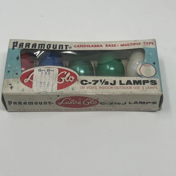 Vtg Paramount Lustre Glo Replacement Bulbs C-7 1/2 J Lamps 120 Volt In/Outdoor