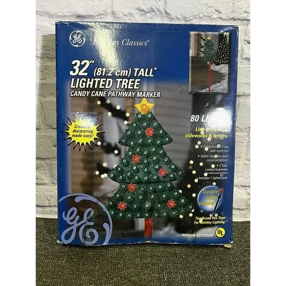 Vintage GE Holiday Classics 32” Lighted Tree Decoration Working w/ Box