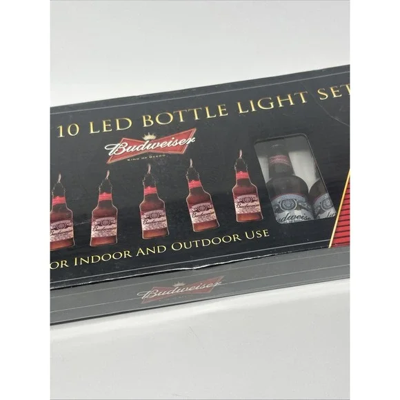 NEW Budweiser Beer Bottle Light Set Indoor/Outdoor 10 Feet 2008 Rivers Edge