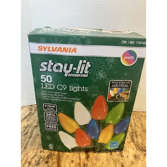 Sylvania Stay-lit LED Plastic Multicolored Faceted C9 Lights 50 - USED Set of 2