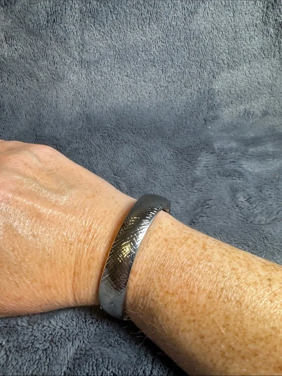 Classic Textured Metal Cuff Bracelet in Silver