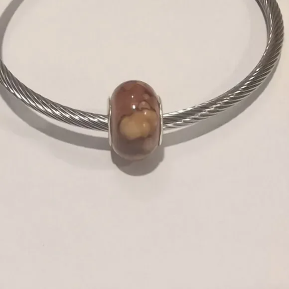 Silver Brown Watercolor‎ Charm for Pandora Style Bracelet