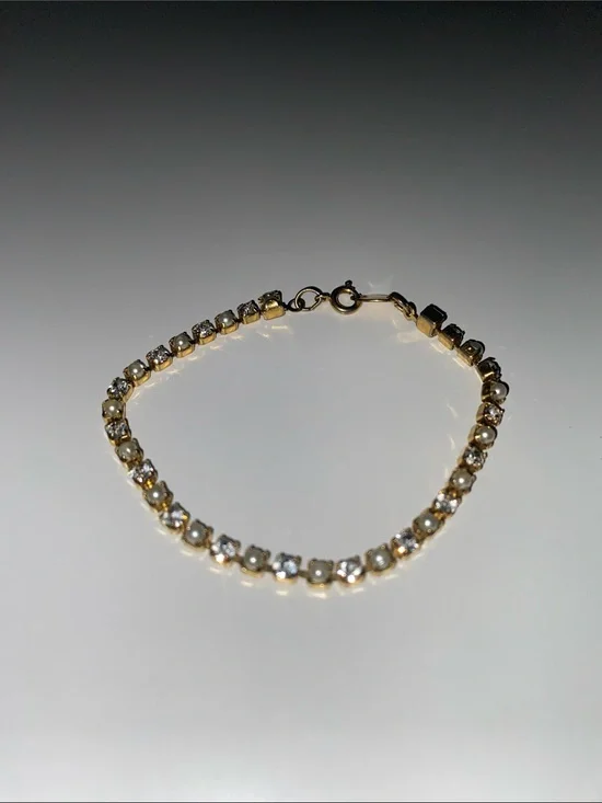 Avon Gold Tennis Bracelet Pearl Style Delicate