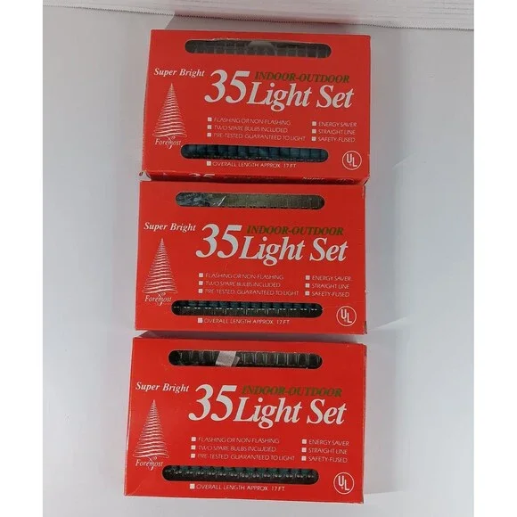 Foremost 35 Christamas String Light Set Indoor Out Lot NOS Holiday Decorations