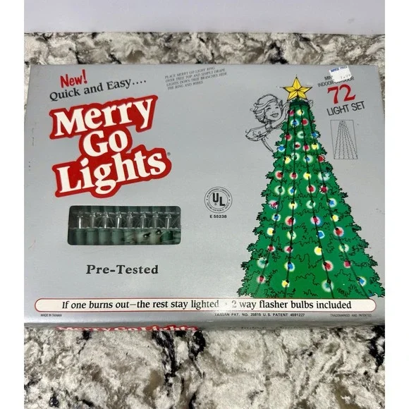 Vintage Merry Go Lights 108 CLEAR Christmas Tree Lights NIB