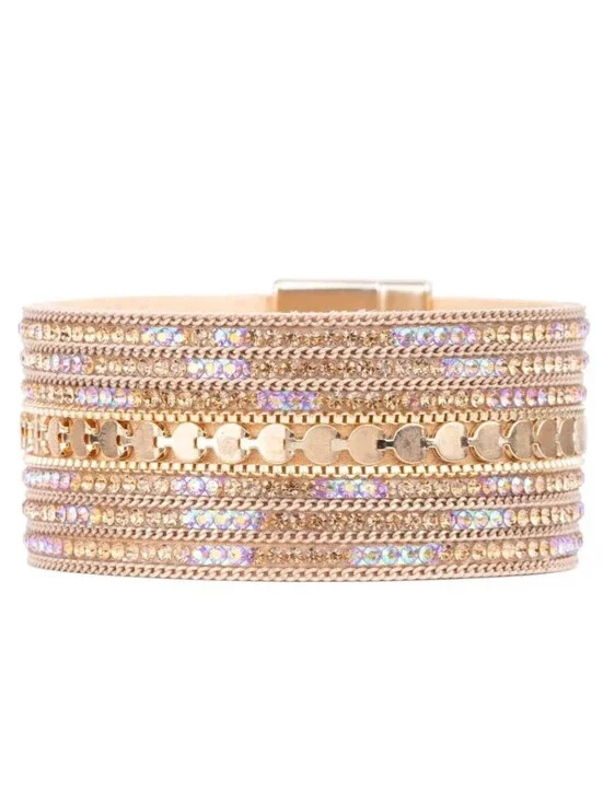SAACHI Light Shimmering Glistening Gold Crystal Bracelet NWT$60