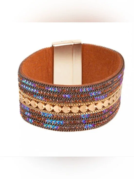 SAACHI  Light Shimmering Glistening Crystal Bracelet In Rust NWT$60