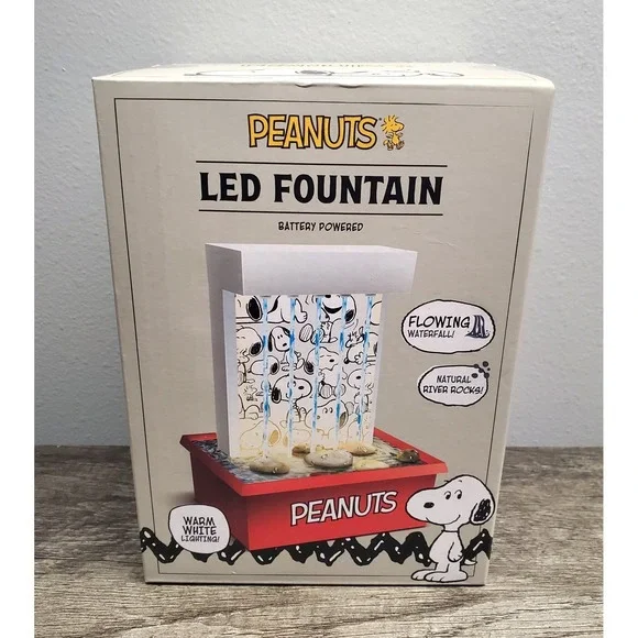 Peanuts Snoopy LED Fountain Lighted Decor White Lighting Flowing Waterfall NEW
