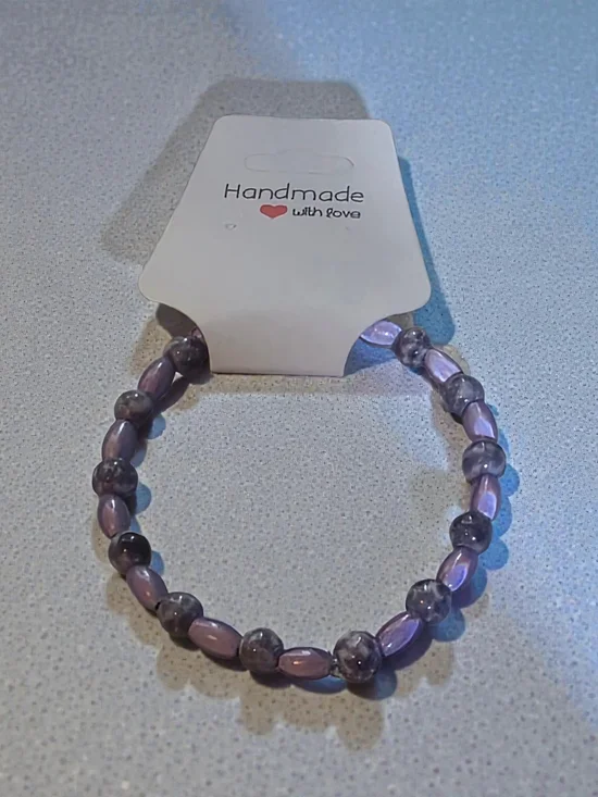 Handmade Purple Beaded Stretch Bracelet