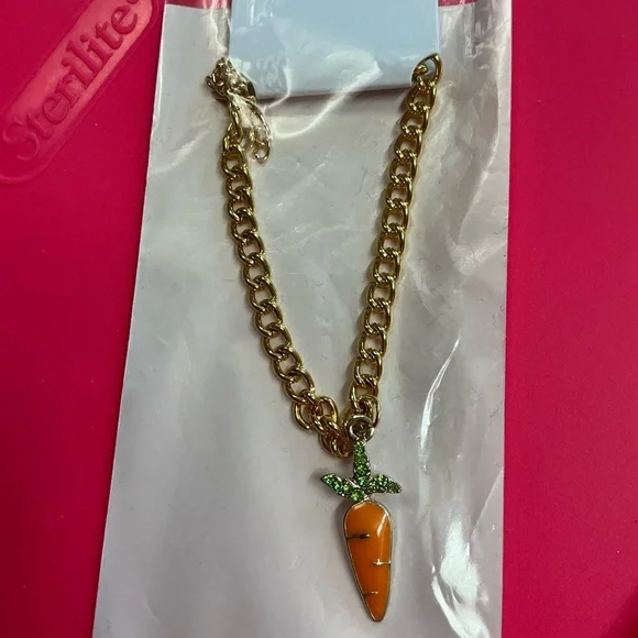 Gold Chain Bracelet with Carrot Pendant Charm