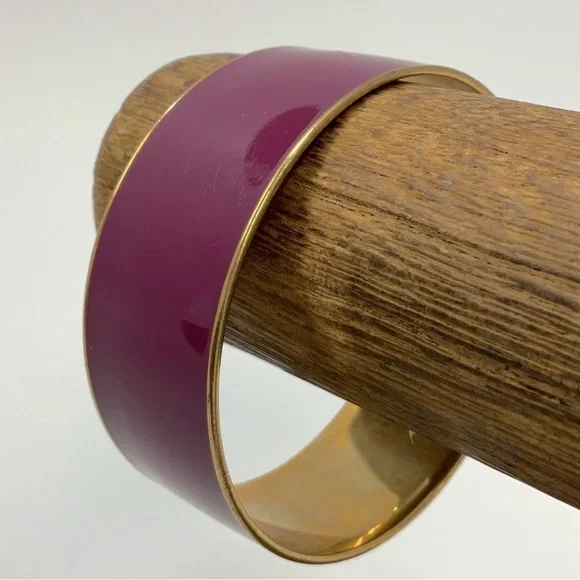 J.Crew enamel bangle bracelet featuring a purple finish and gold-tone trim 2411