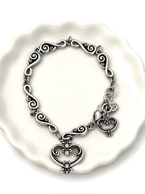 Brighton Palazzo Silver Heart Crystal Bracelet