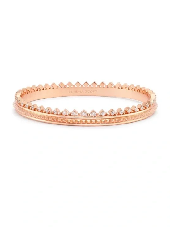 Kendra Scott Rose Gold Crystal Pyramid Stack Bangle Set