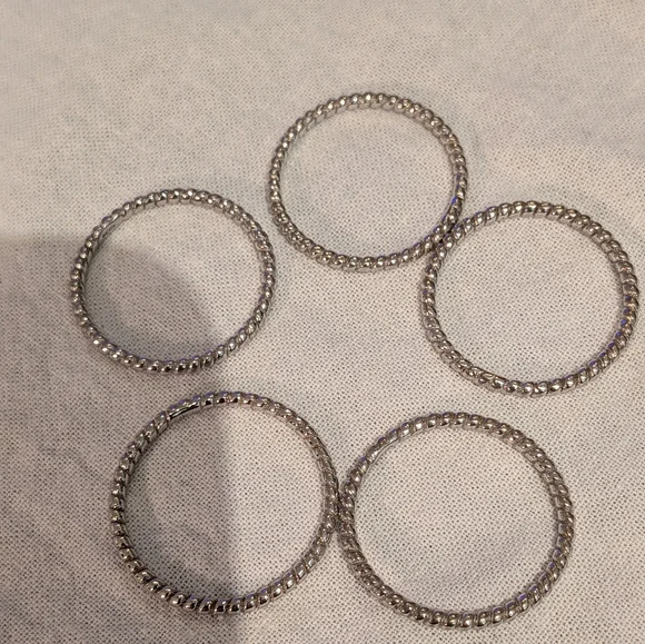 Vintage Set Of 5 Elegant Silver-Toned Women's Stackable Ring Set Size 9