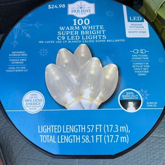 Holiday Time Warm White Super Bright C9 LED Lights