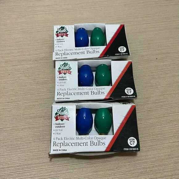 Yule Rite MuLticolor Christmas Replacement Bulbs C7 Outdoor Multi Colors Opaque