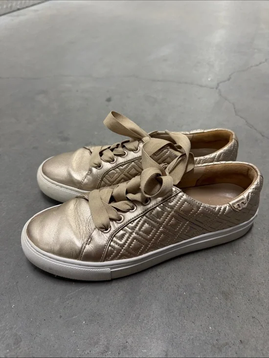 Tory Burch Gold Marion Metallic Sneaker, 7.5