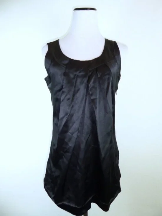 TORY BURCH 100% silk black sleeveless TANK TUNIC TOP 6