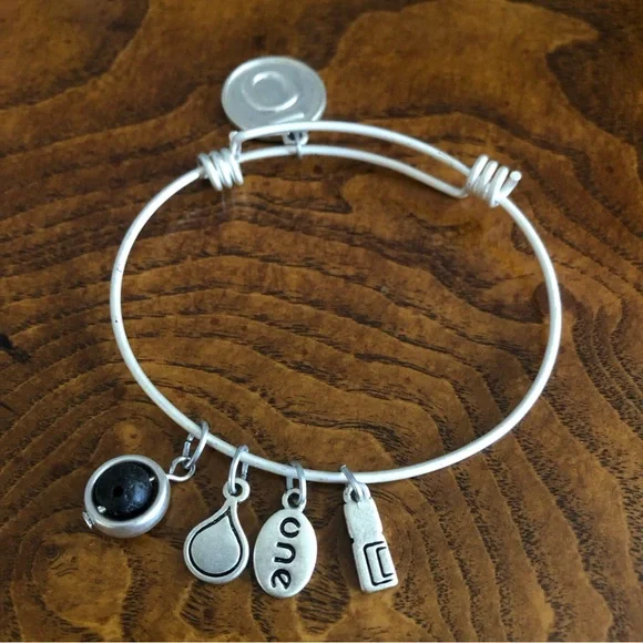 Doterra matte silver metal charm adjustable bangle bracelet