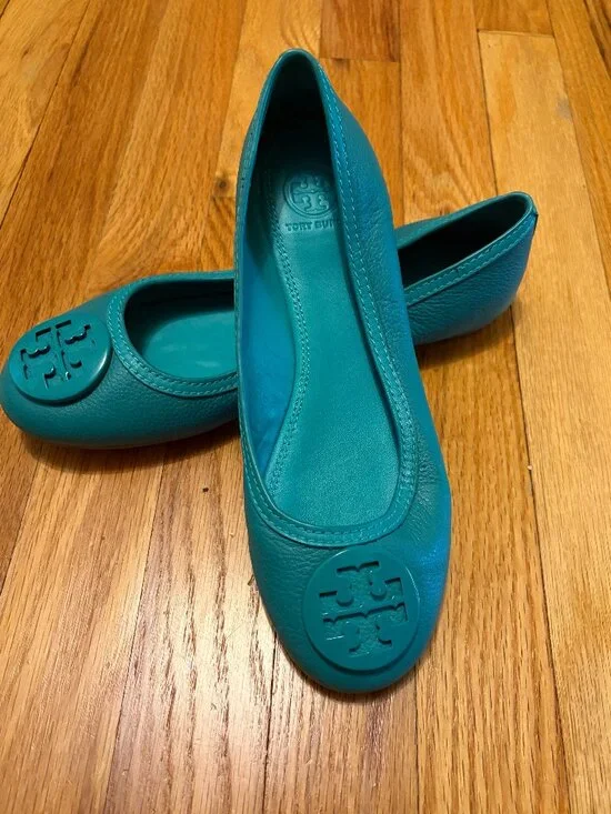 NEW Tory Burch Ballet Flats, Teal, Size 8