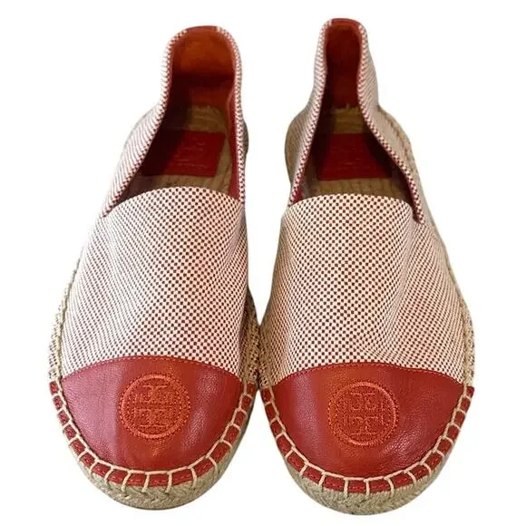 Tory Burch Red Check Espadrilles 8 Colorblock‎