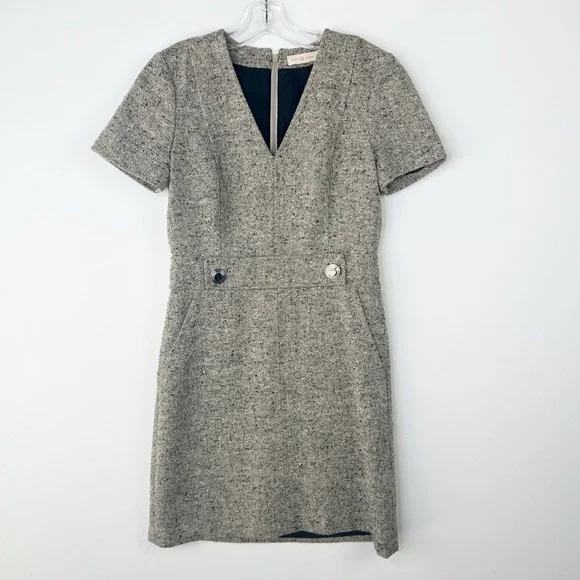TORY BURCH Classic Priscilla Tweed Corporate Career Polished Office Dress Size 2