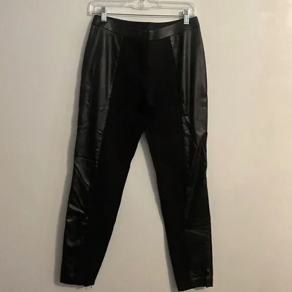 Tory Burch Black Mabley Faux Leather Tuxedo leggings, size Small