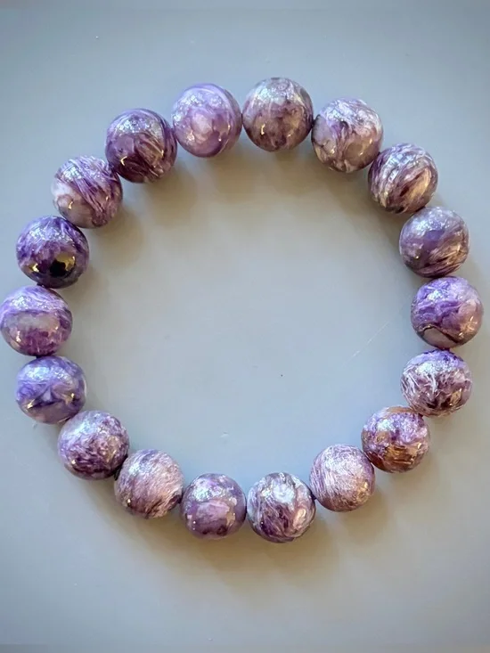Purple Charoite Handcrafted Bead Bracelet