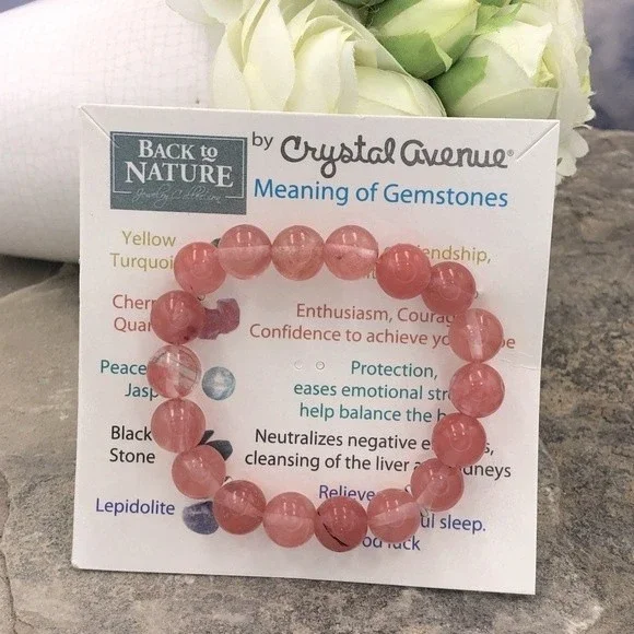 🌼 Cherry Quartz Stone Pink Stretch Bracelet