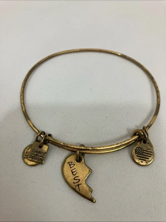 Alex and Ani Gold-tone 'Best' Heart Half Charm Bangle Bracelet
