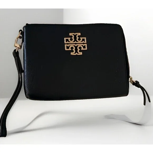 Tory Burch Wristlet Britten Large Zip Pouch 145372 Black