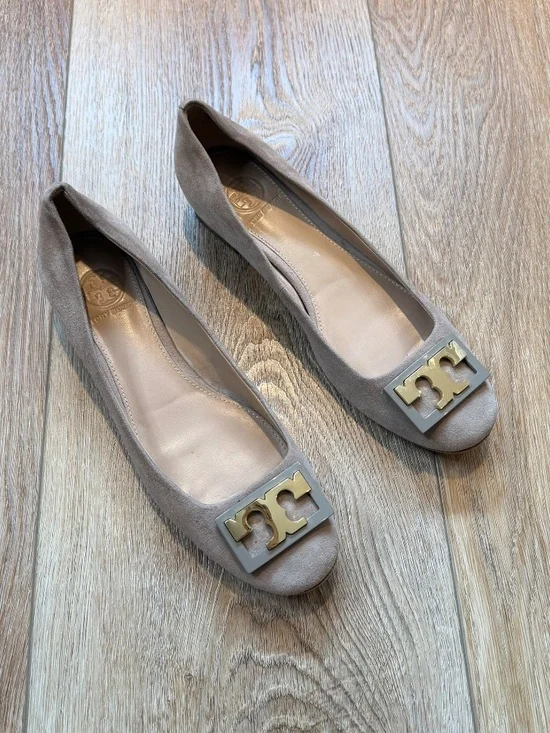 Tory Burch Gigi French Gray Suede Block Heel Pumps 6.5, In Original Box