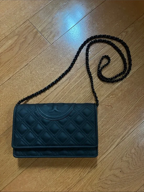 Tory Burch Quilted Leather Black Chain Shoulder Bag