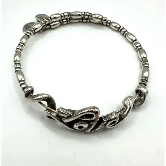 Alex & Ani LOVE Spellout Script Vintage 66 Adjustable Bracelet Silvertone